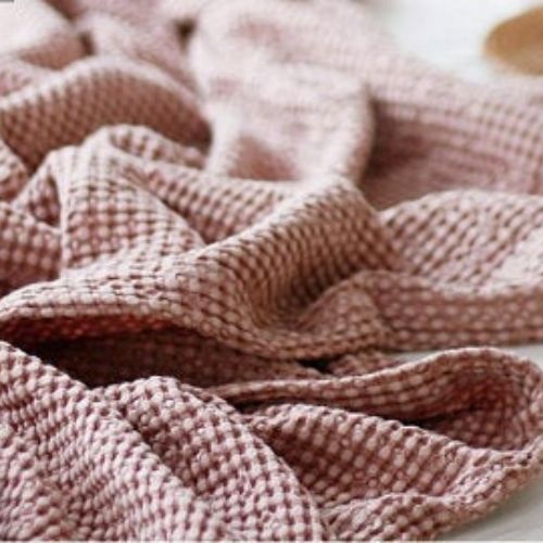 Close-up Texture of Waffle Weave Cotton Kitchen Towel